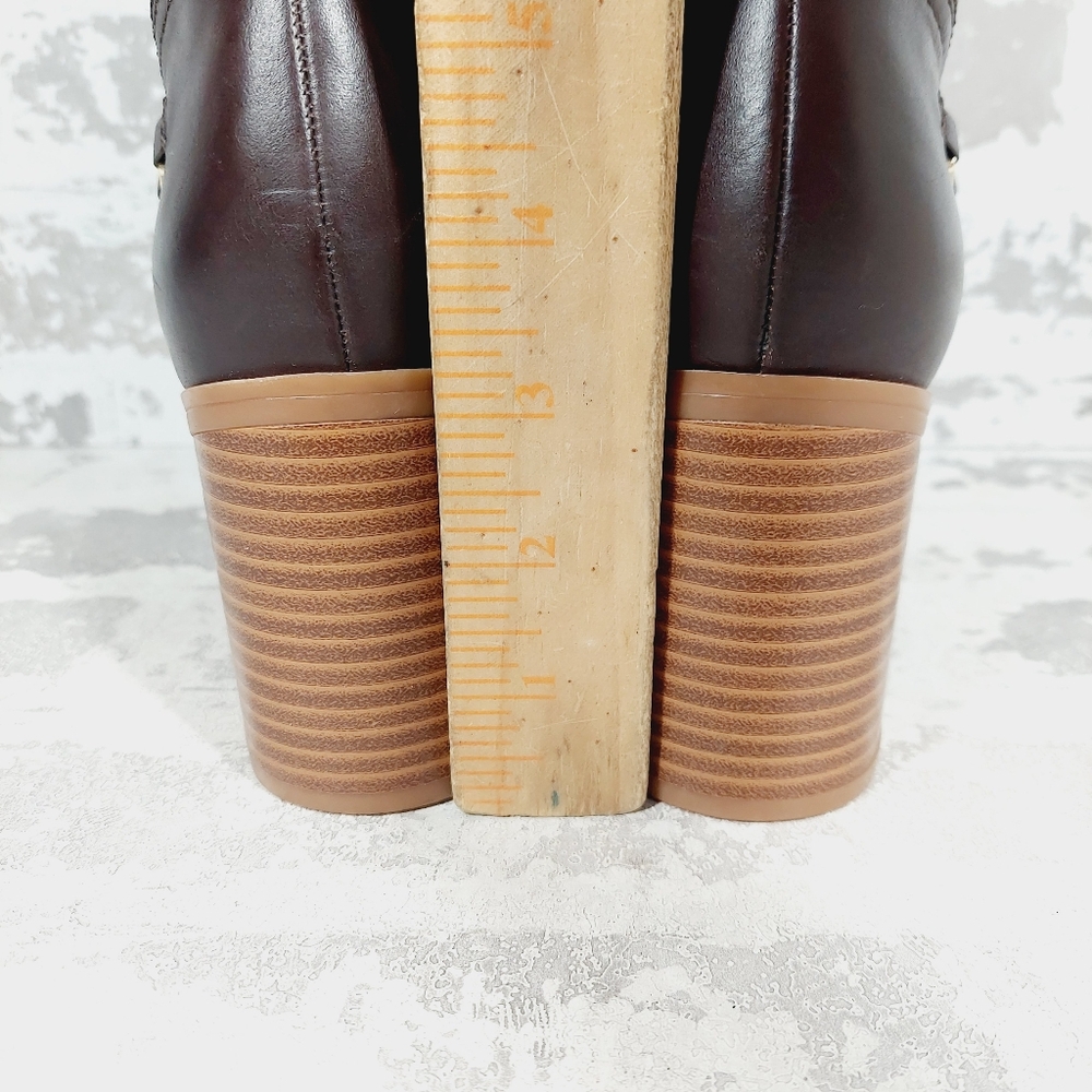 New Giani Bernini Odette Burgundy Leather Block Heel Knee High Boots M585 - Picture 8 of 13